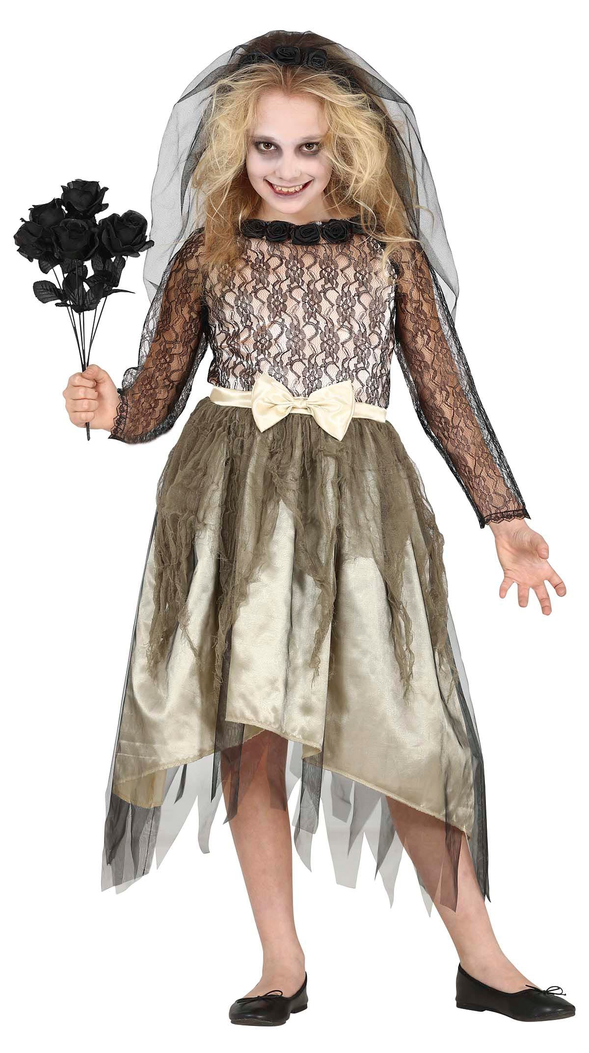 Déguisement fantôme mariée enfant blanc gris 5-6 ans