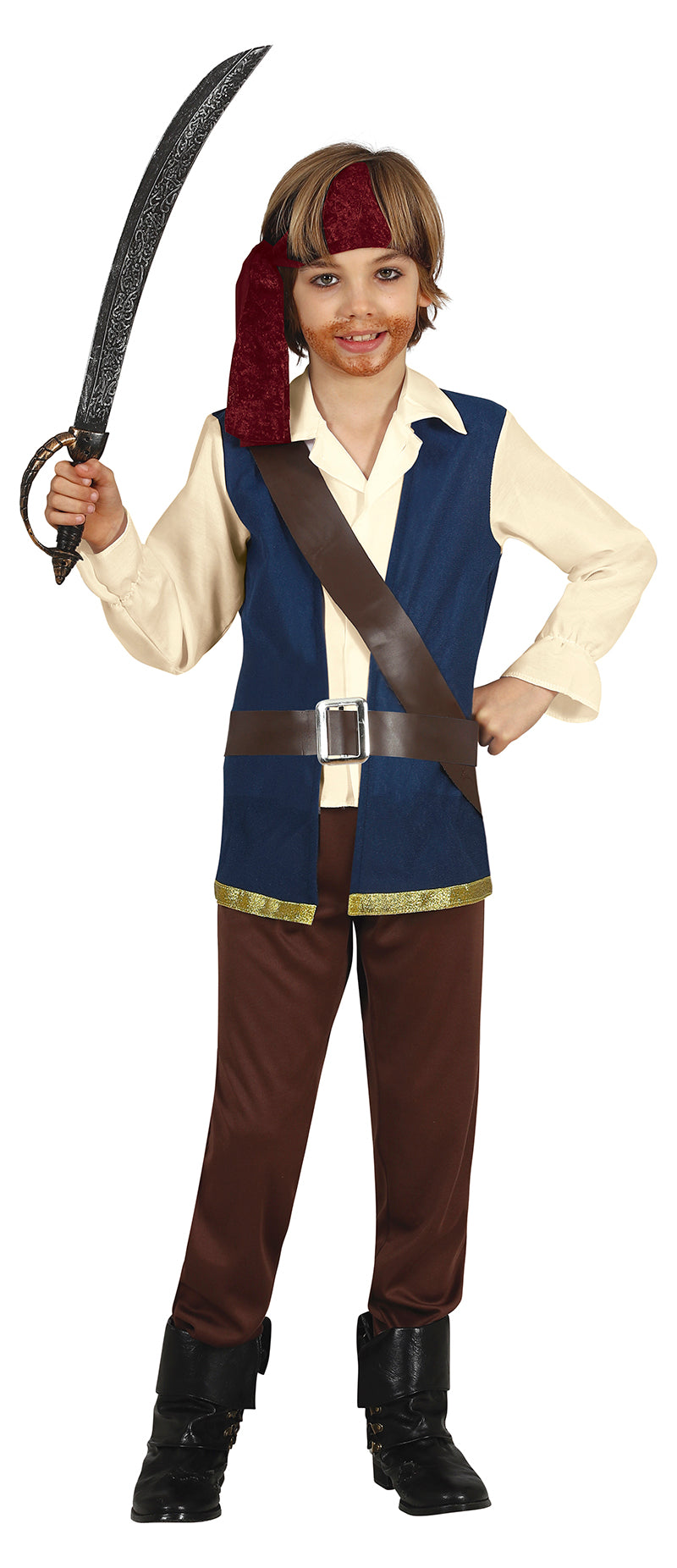 Boy's Pirate Costume - Shirt, Vest, Headband, Belt, and Trousers