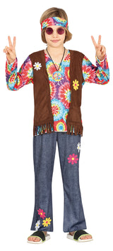 Déguisement hippie enfant multicolore - 5 à 6 ans