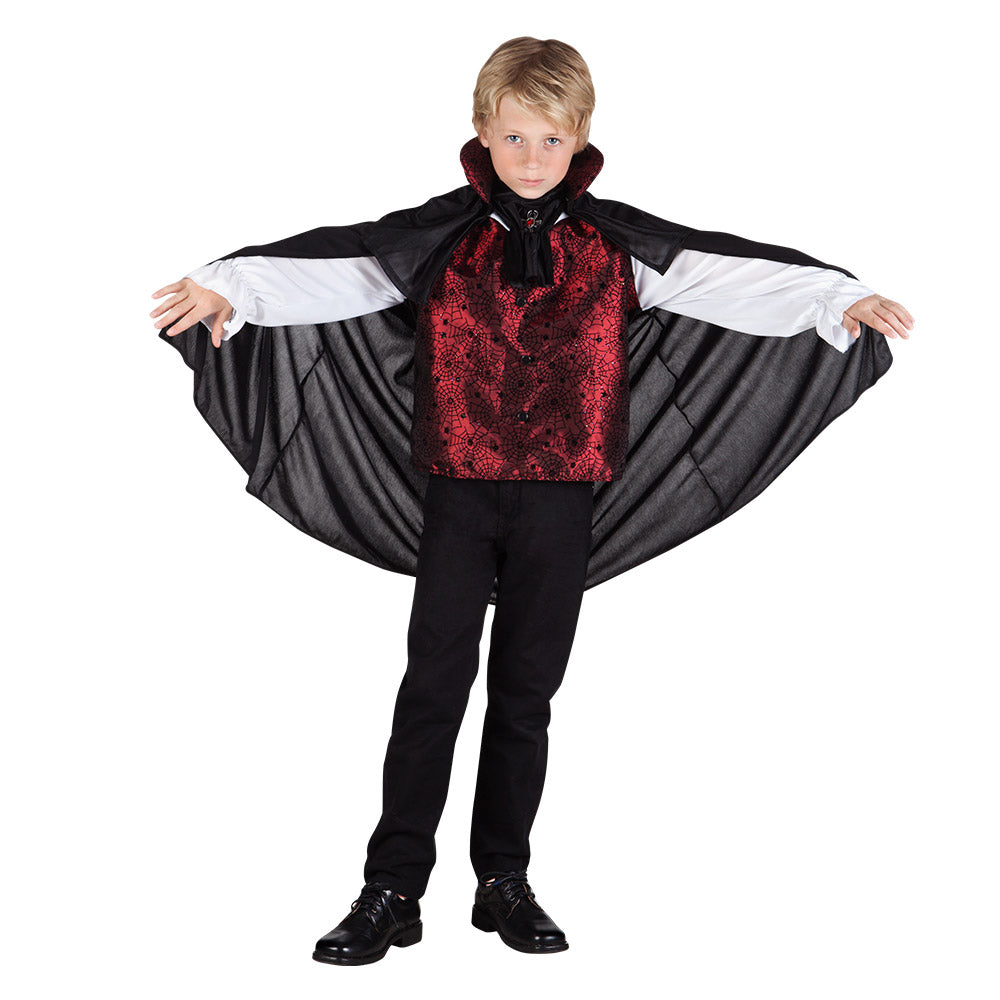 Children's Vampire King costume for boys ages 4-6, 100% polyester Halloween outfit with regal vampire design.
