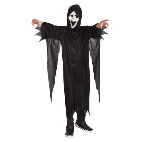 Howling Harry kids Halloween costume for boys ages 4 to 6, horror-themed outfit made of 100% polyester.