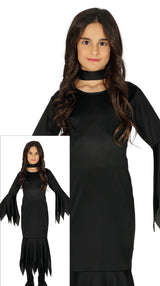 Girls black monster costume for kids ages 3 to 4, polyester Halloween outfit for children.