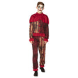 Midnight clown costume for teens ages 14-16, horror Halloween outfit for men, 100% polyester, adult size, displayed in packaging.