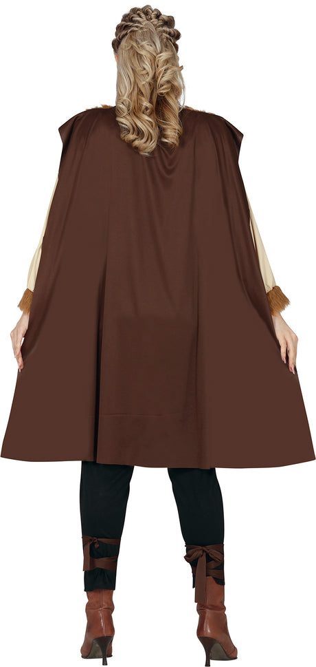 Déguisement viking femme adulte brun beige polyester