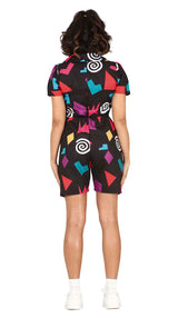 Adult girl's telepath costume, black and multicolored
