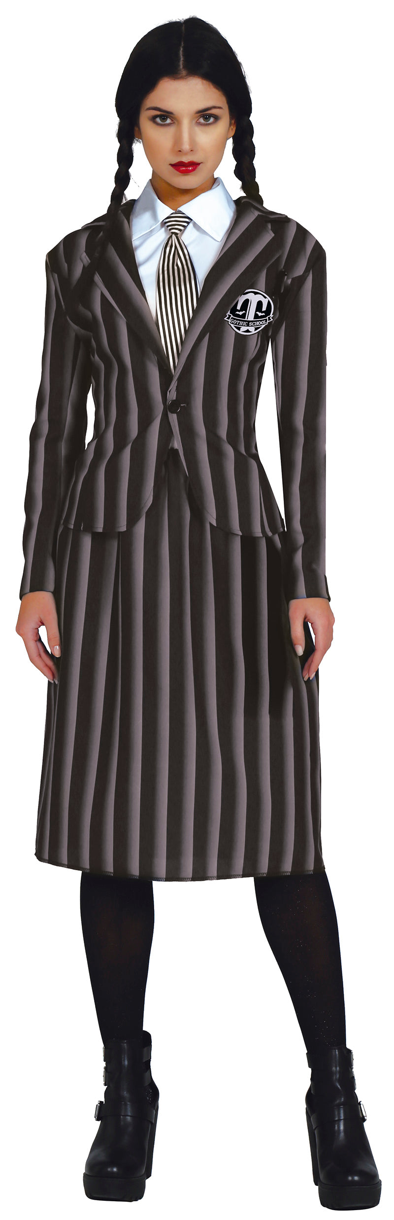 Black and grey adult gothic student costume