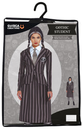 Black and grey adult gothic student costume