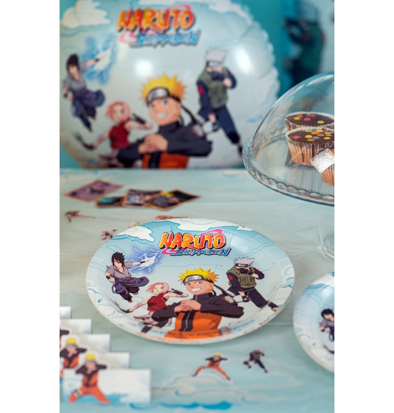 Assiettes Naruto Shippuden © en carton sans plastique – anniversaire manga – lot de 8 – 23 cm