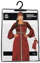 Medieval lady costume, burgundy, adult size L