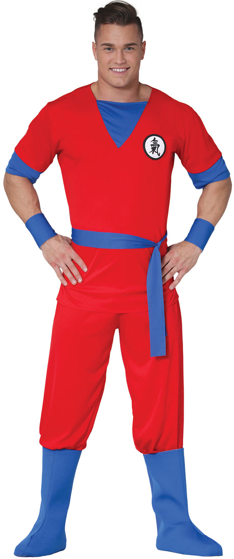 Costume adulte guerrier manga rouge et bleu - taille L