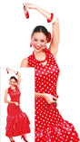 Red and white women's medium costume inspired by world cultures, made of polyester, ideal for adult dress-up or themed parties.