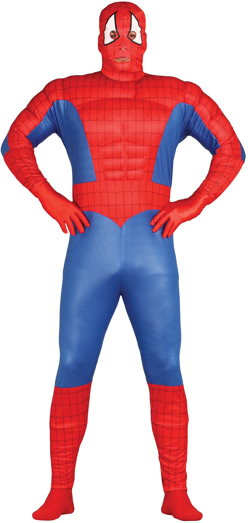 Men's Adult Muscled Superhero Costume - Hood and Jumpsuit