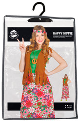Women's hippie costume - multicoloured and brown - adult