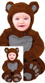 Baby unisex teddy bear costume for ages 12 to 18 months in brown and gray polyester, animal theme, perfect for baby and toddler dress-up.