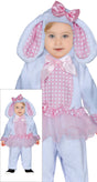 Baby lamb costume for 12 to 18 months, white and pink polyester animal outfit for infants, perfect for book day and toddler dress-up.