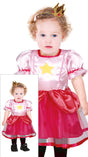 Pink star princess costume for baby girls aged 12 to 18 months, made of polyester, perfect for dress-up and toddler princess theme parties.