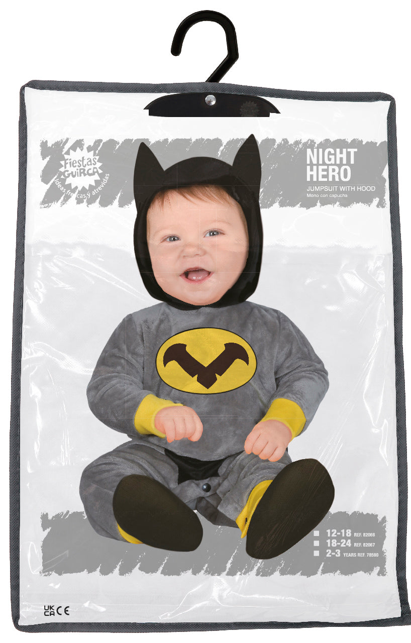 Déguisement bébé super-héros gris - 12 à 18 mois - polyester