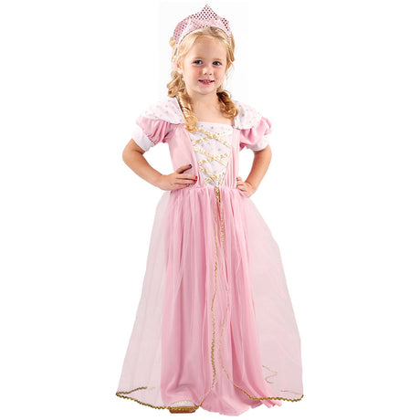 Darling princess costume for girls ages 3 to 4, royal fairy tale dress made of 100% polyester, perfect for children's parties and dress-up.