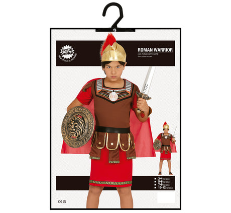 Déguisement centurion romain enfant brun et rouge 5-6 ans