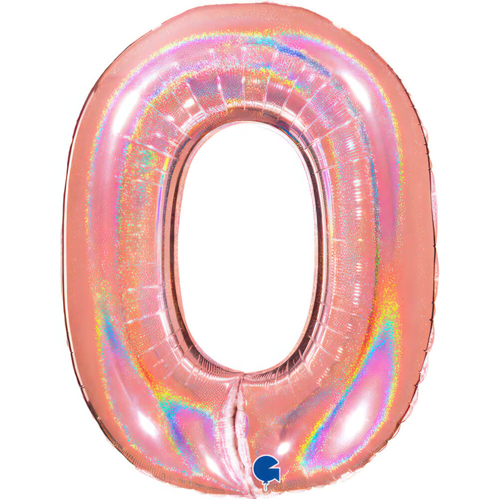 Ballon chiffre  - Rose gold holographique - 40" - Gonflage Hélium en boutique
