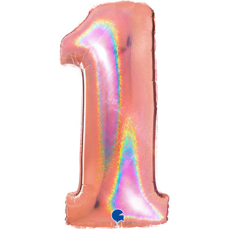 Ballon chiffre  - Rose gold holographique - 40" - Gonflage Hélium en boutique