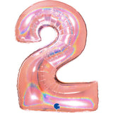 Ballon chiffre  - Rose gold holographique - 40" - Gonflage Hélium en boutique