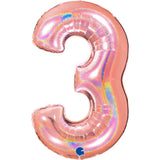 Ballon chiffre  - Rose gold holographique - 40" - Gonflage Hélium en boutique