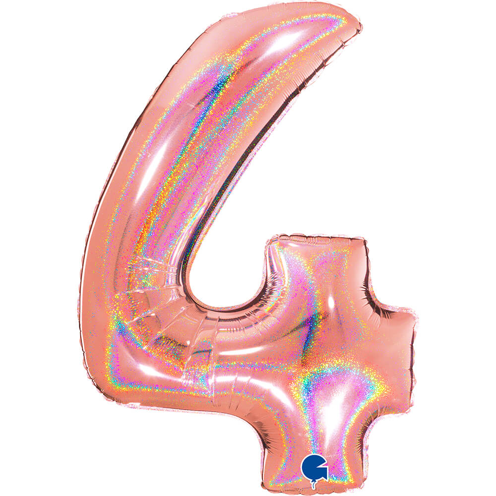 Ballon chiffre  - Rose gold holographique - 40" - Gonflage Hélium en boutique