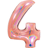 Ballon chiffre  - Rose gold holographique - 40" - Gonflage Hélium en boutique