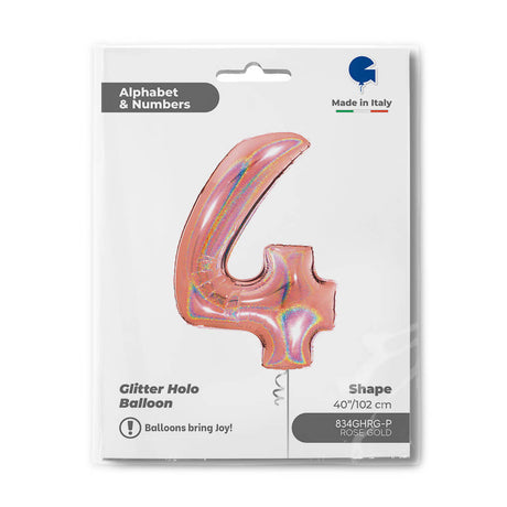 Ballon chiffre  - Rose gold holographique - 40" - Gonflage Hélium en boutique