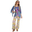 Adult women's 60s and 70s hippie flower costume in size 36/38 made of 100% polyester, ideal for retro parties and themed events.