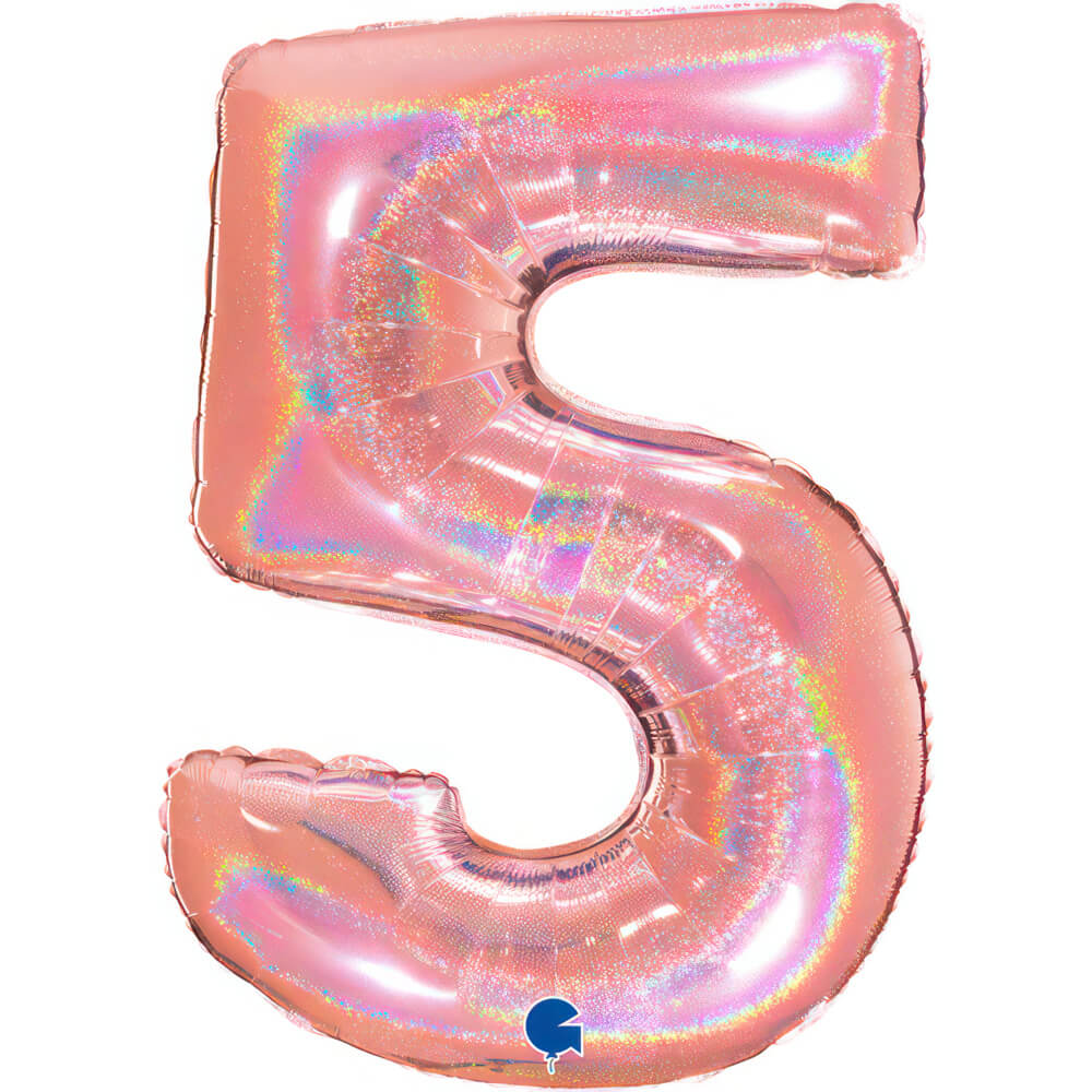 Ballon chiffre  - Rose gold holographique - 40" - Gonflage Hélium en boutique