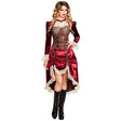 Adult women's steampunk costume in size 36/38 made of 100% polyester, featuring Victorian-inspired design, ideal for cosplay or themed parties.