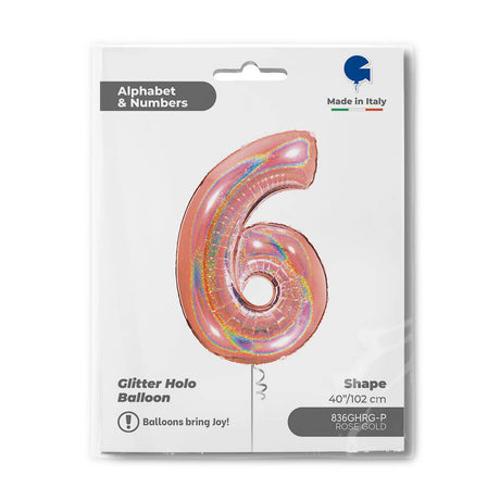 Ballon chiffre  - Rose gold holographique - 40" - Gonflage Hélium en boutique