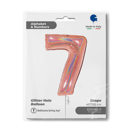 Ballon chiffre  - Rose gold holographique - 40" - Gonflage Hélium en boutique