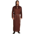 Adult monk costume for men in medium or large size, made of 100% polyester, ideal for religious themed events or parties.