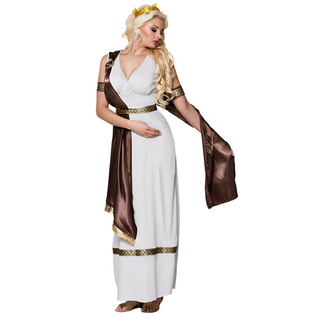 Adult women's Europa Roman and Greek costume in size M, made of 100% polyester, ideal for historical themed parties and events.
