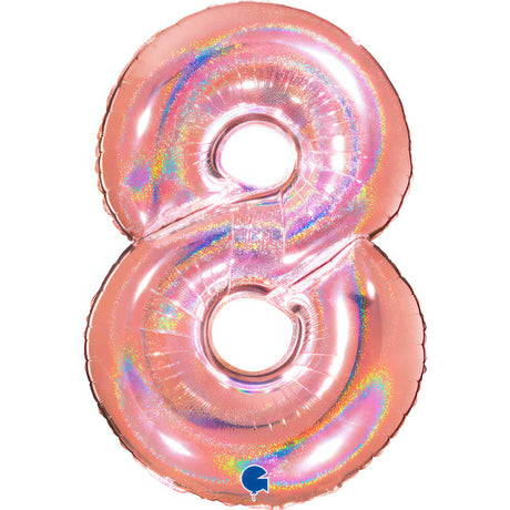 Ballon chiffre  - Rose gold holographique - 40" - Gonflage Hélium en boutique
