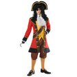 Adult men's Captain Lakehoff pirate costume in medium or large size, made of 100% polyester, ideal for themed parties or events.