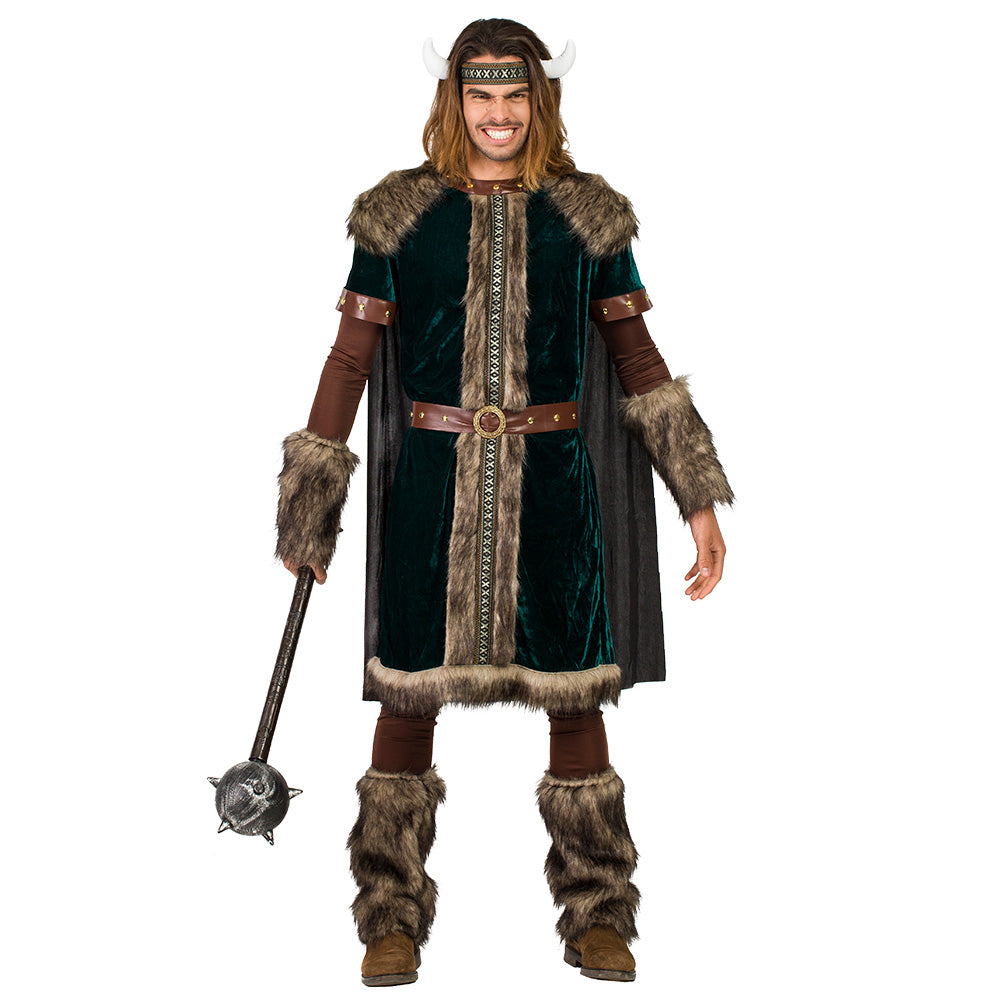 Adult men's Viking Halvorsen costume in medium/large size, made of 100% polyester, ideal for historical reenactments or themed parties.