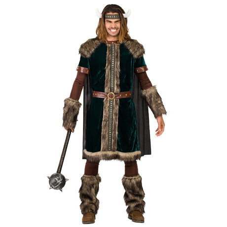 Adult men's Viking Halvorsen costume in medium/large size, made of 100% polyester, ideal for historical reenactments or themed parties.