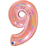 Ballon chiffre  - Rose gold holographique - 40" - Gonflage Hélium en boutique