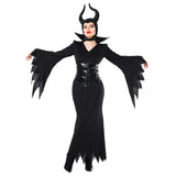 Teen Evil Queen costume for girls ages 14-16, 100% polyester, perfect for Halloween, fairy tale, or demon and angel themed parties.