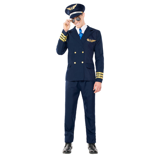 Adult men's Orville pilot costume in medium or large size, aviation-themed outfit made of 100% polyester, ideal for adult costume parties or events.