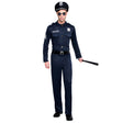 Adult men's police officer Bobby costume in size small, 100% polyester, ideal for themed parties or events.