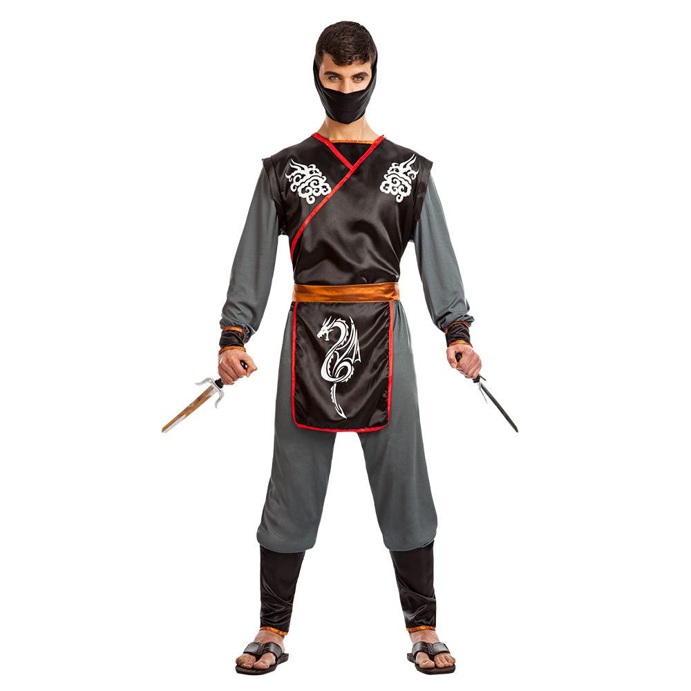Adult men's Ninja Fugu costume in medium/large size made of 100% polyester, ideal for cosplay or themed parties.