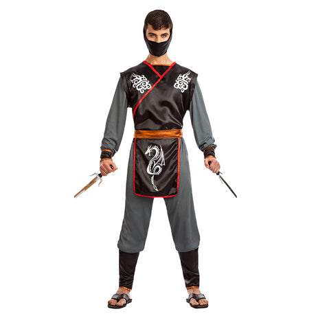 Adult men's Ninja Fugu costume in medium/large size made of 100% polyester, ideal for cosplay or themed parties.