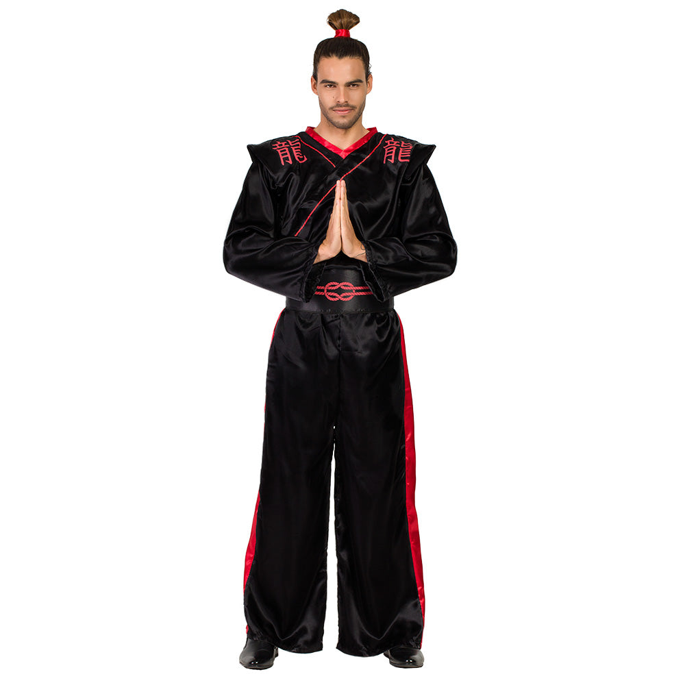 Adult men's samurai costume in medium or large size, 100% polyester, ideal for ninja or warrior themed events.
