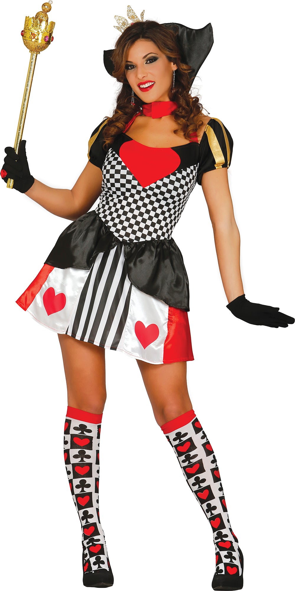 Women's Queen of Hearts Costume - Neck and Dress