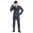 Adult men's 1920s gangster costume in medium/large size, featuring classic flapper-era design, made from 100% polyester, ideal for themed parties or events.